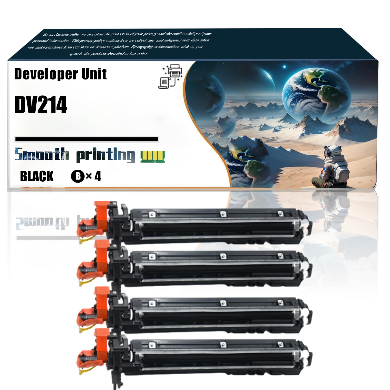 LSSF Replacement Parts Developer Unit DV214 Compatible with Konica Minolta bizhub C227 bizhub C287 Printers, Contains Chip and Clear Printing (4 Pack Black)