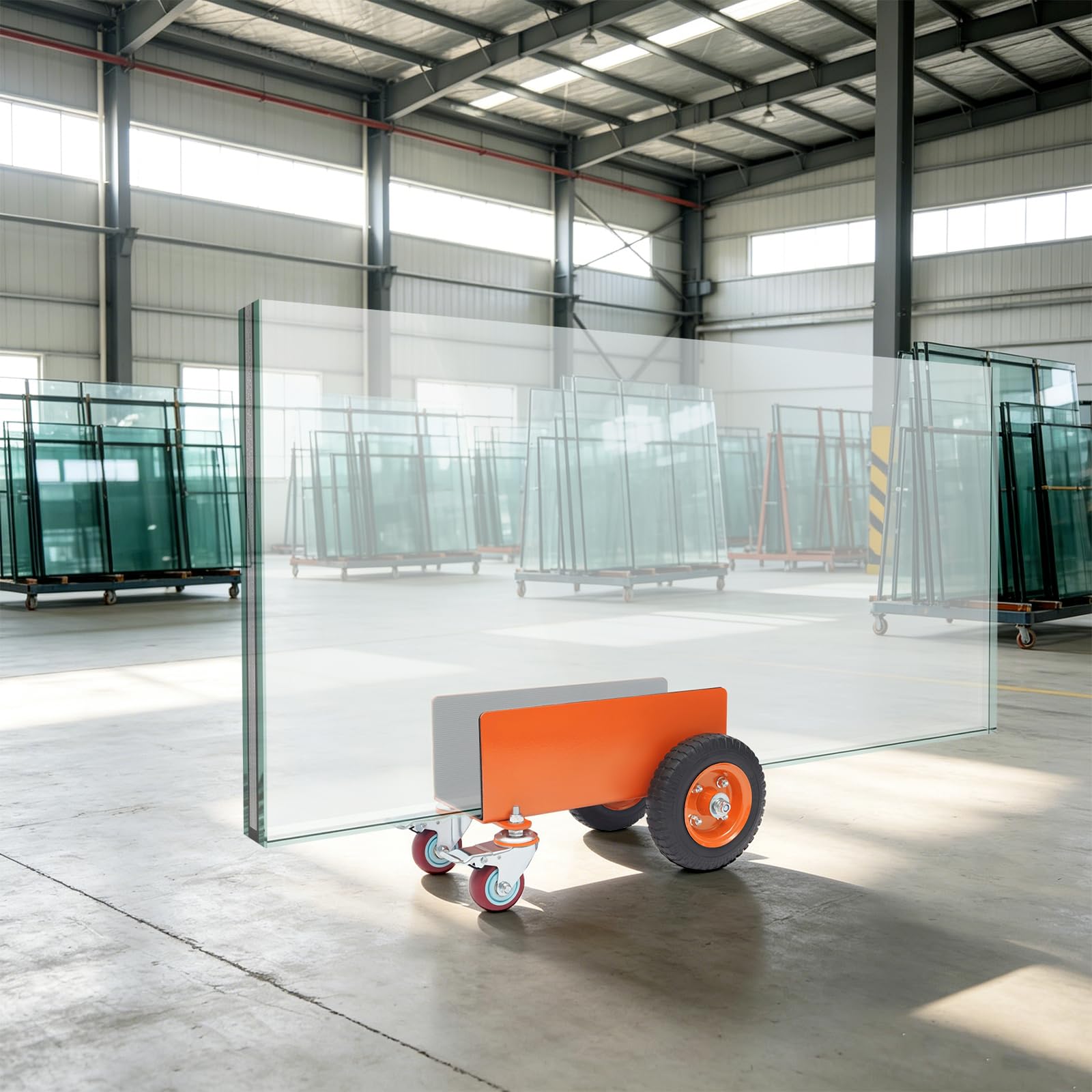 Carro de puerta resistente con capacidad de carga de 300 kg y 4 ruedas para paneles de yeso | Carrito de mesa con ruedas neumáticas de 20,32 cm, riel para paneles de yeso, chapa, manipulación de materiales