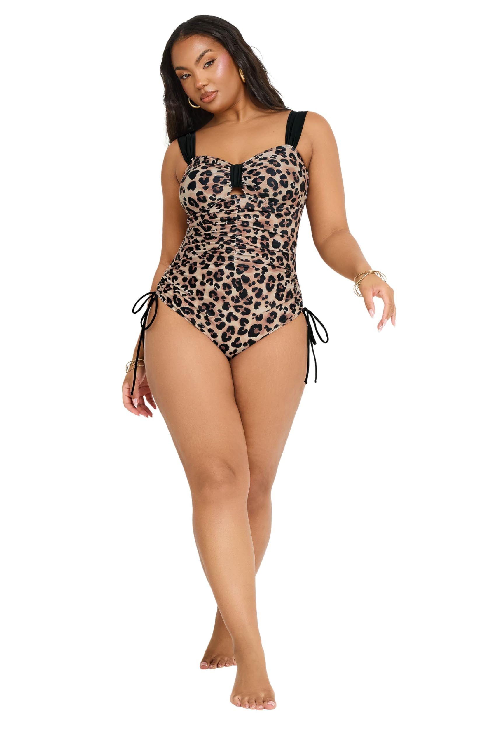 Yours Women's Ruched Swimsuit - Brown - Size 26