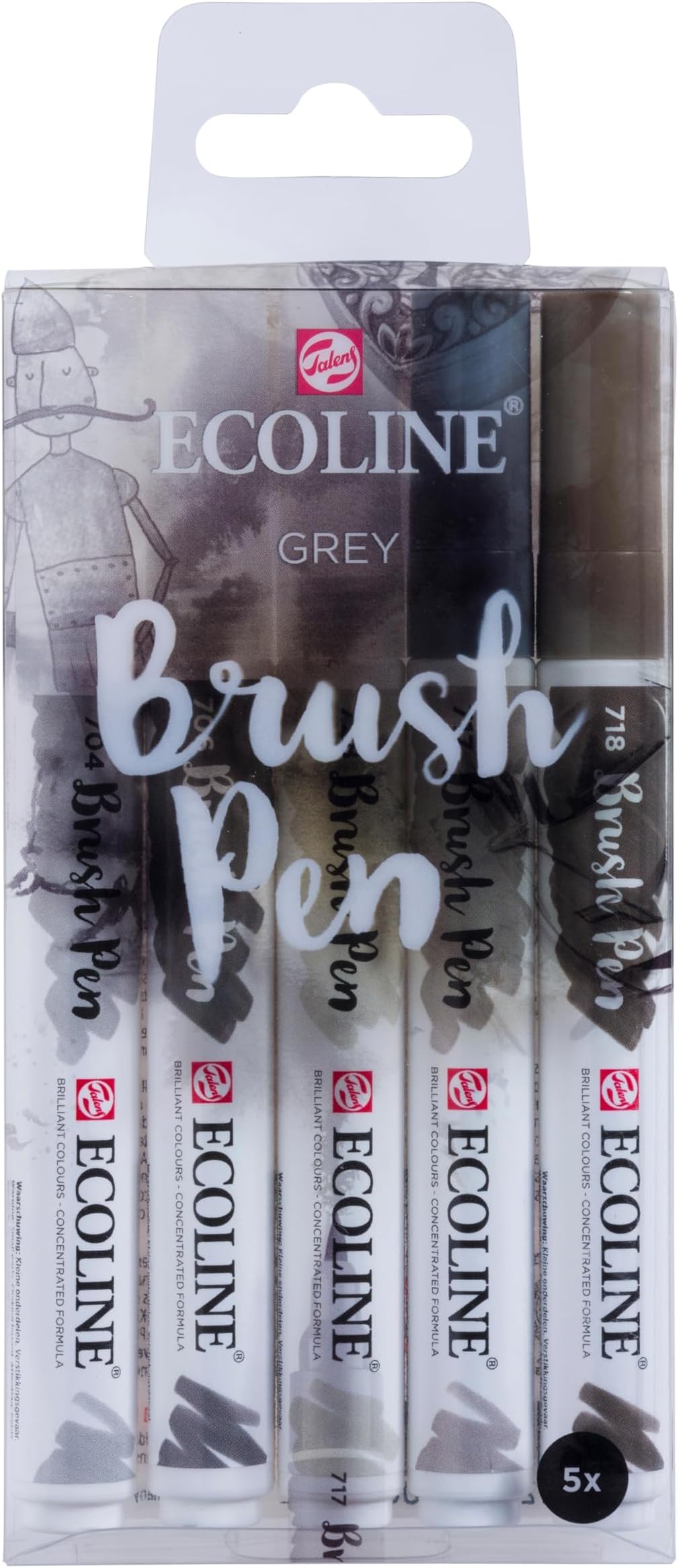 Talens 5 Brush Pens Grey