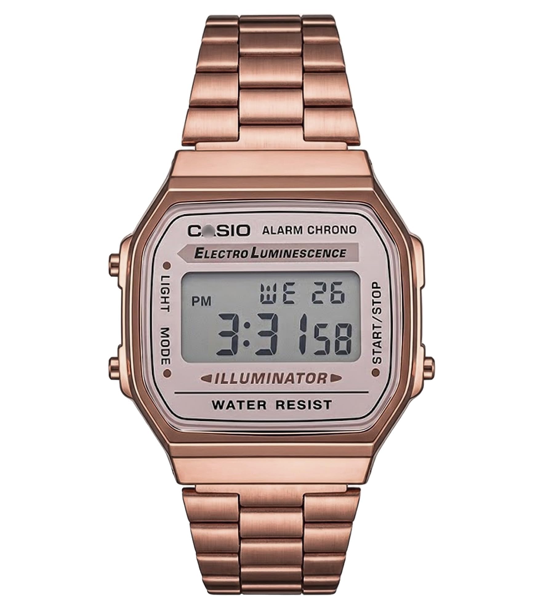 Wrist watchPremium Vintage Digital Watch for Men | Rose Gold Stainless Steel Bracelet | Retro Square Dial | LED Display | Alarm, Stopwatch, Calendar & Water Resistant-image-35