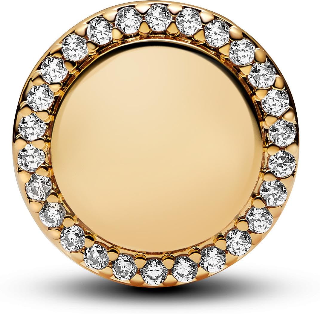 PANDORA Engravable 14k Gold-Plated Charm with Clear Cubic Zirconia