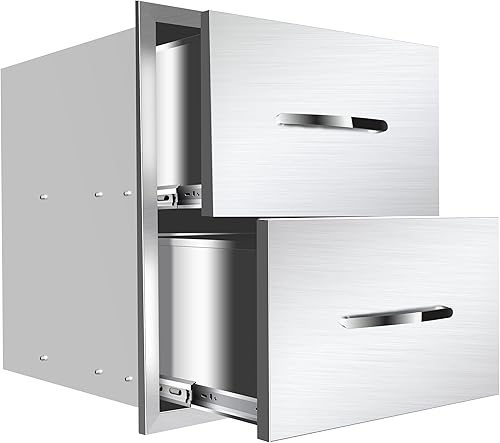 Miniatura 19 de Cajones de acceso triples de acero inoxidable de 18 pulgadas de ancho x 21 pulgadas de alto x 23 pulgadas de profundidad, barbacoa de montaje
