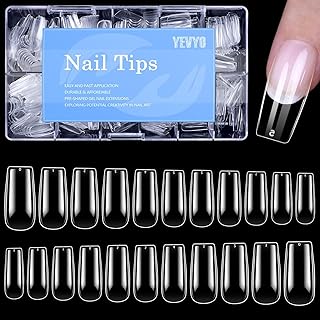 Yevyo 500 Pcs Clear Gel X Nail Tips Square Nail Tips False Nail Tips, Acrylic Fake Nail Tips Soft Square Shape Nail Extension Tips Extra Short Nail Tips for Nail Arts DIY Home