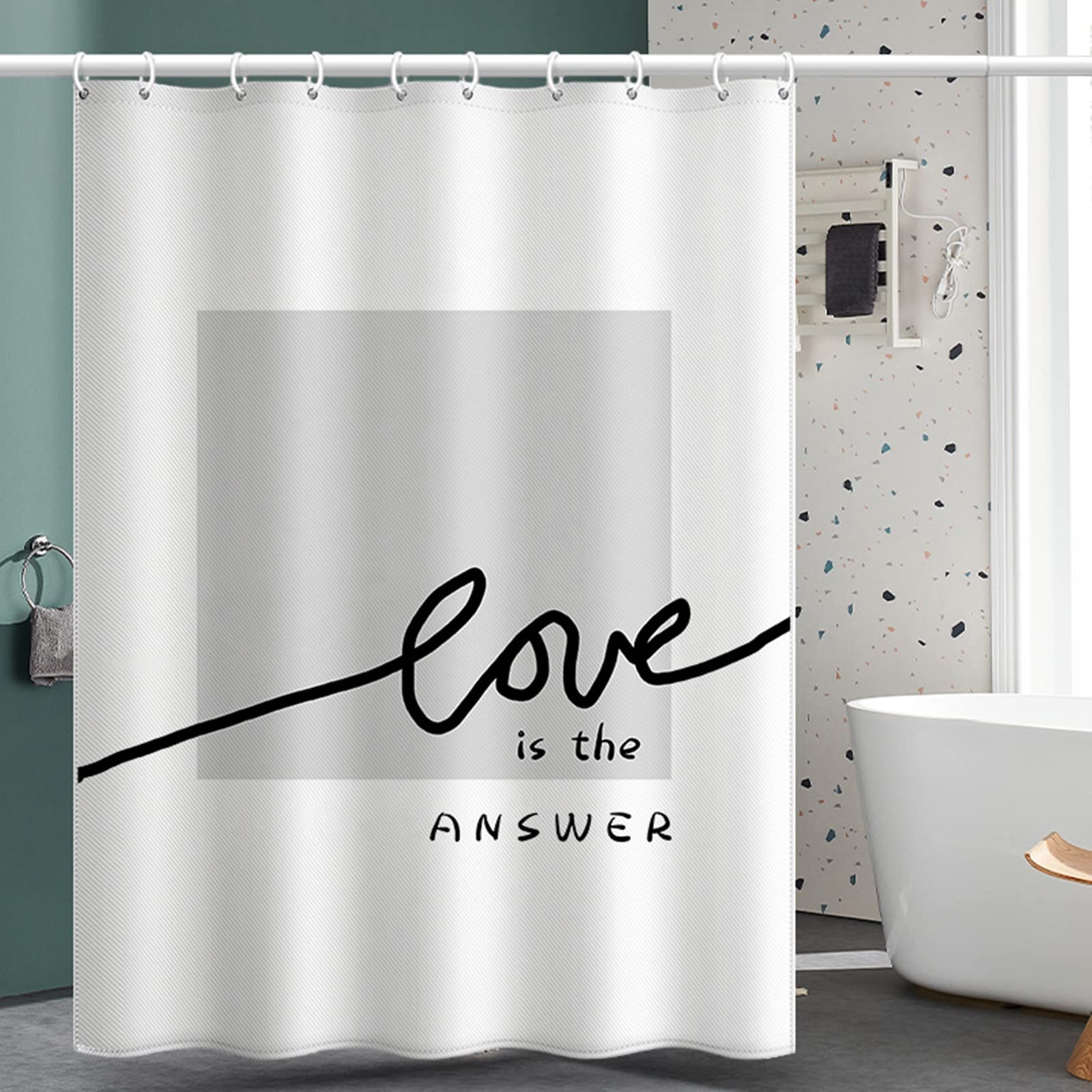 Rideau douche carré 150x180cm en polyester anti moisissure pour salle de bain
