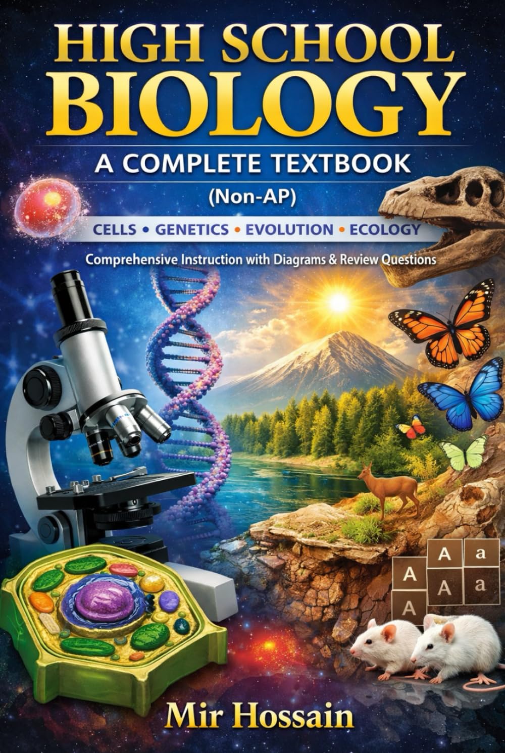 HIGH SCHOOL BIOLOGY A COMPLETE TEXTBOOK (Non-AP) Cells → Genetics → Evolution → Ecology: Comprehensive Instruction with Diagrams, Tables, and Review Questions