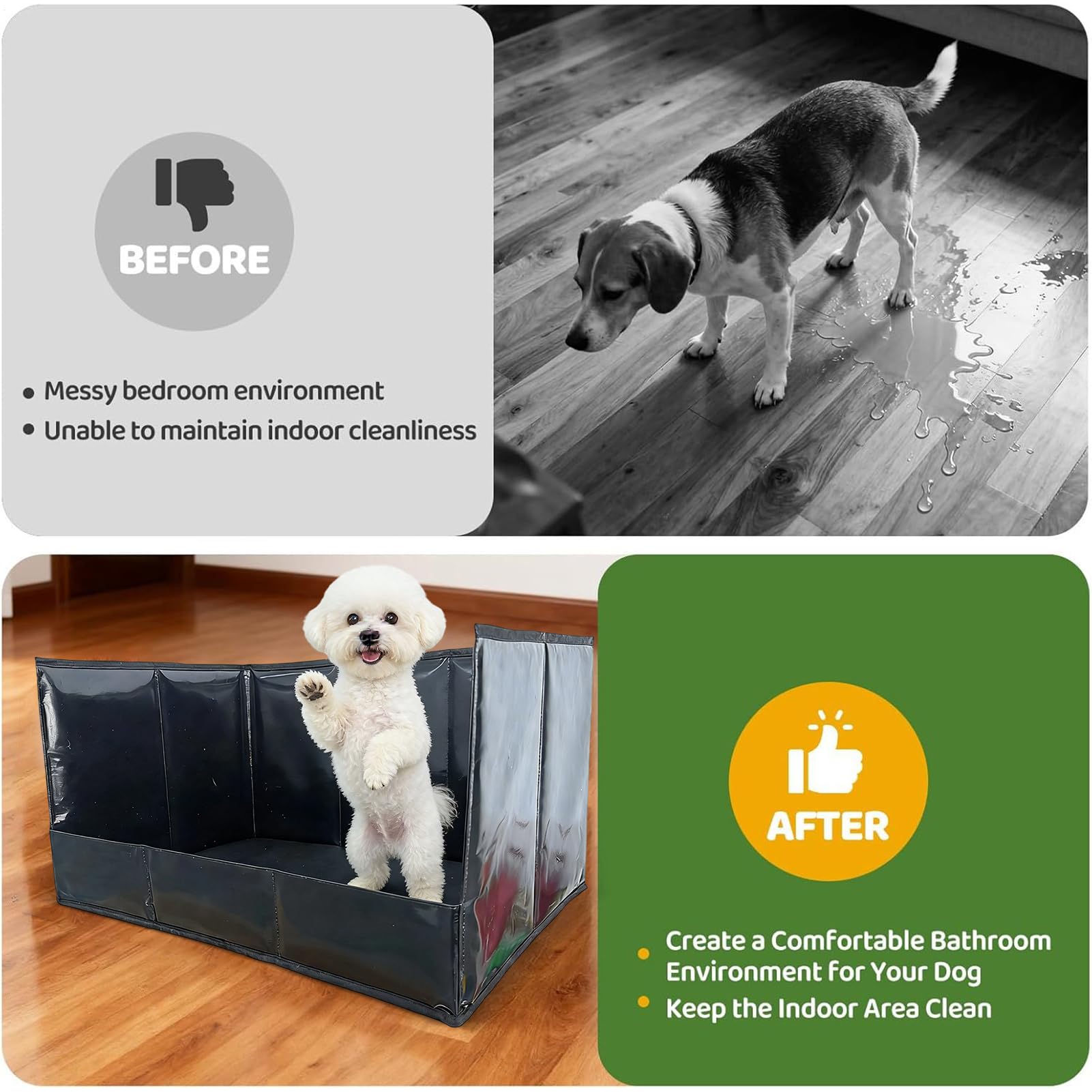 Litière pour Chien,Bac avec Parois Hautes pour Animal | Litière pour Chiots Et Chiens - pour Petit Moyen Et Grand Chiens D'Intérieur Balcon Terrasse