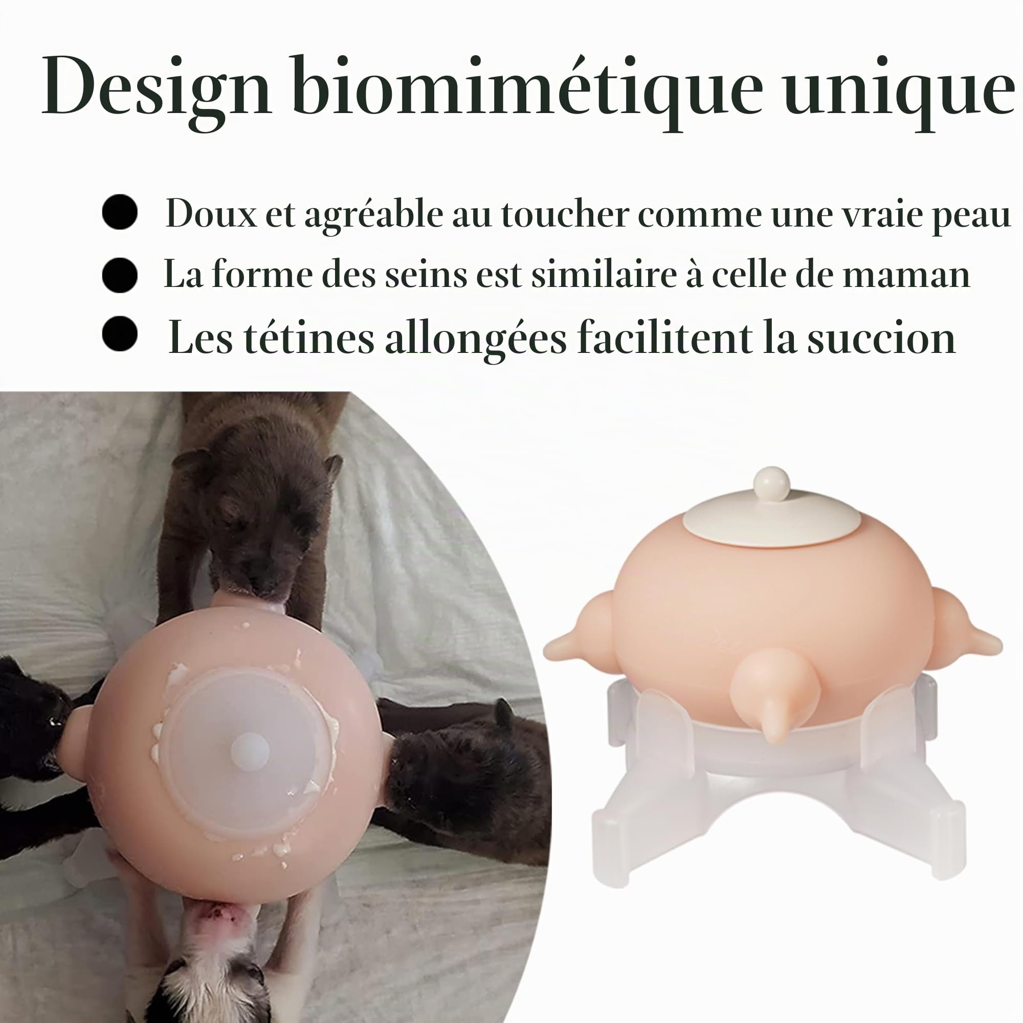 Doggiema Mangeoire à Lait pour Chiot, Biberons pour Chiots, pour Plusieurs Chiots 4 Tétines en Silicone Allaitement pour Chiot Bubble Milk Bowl