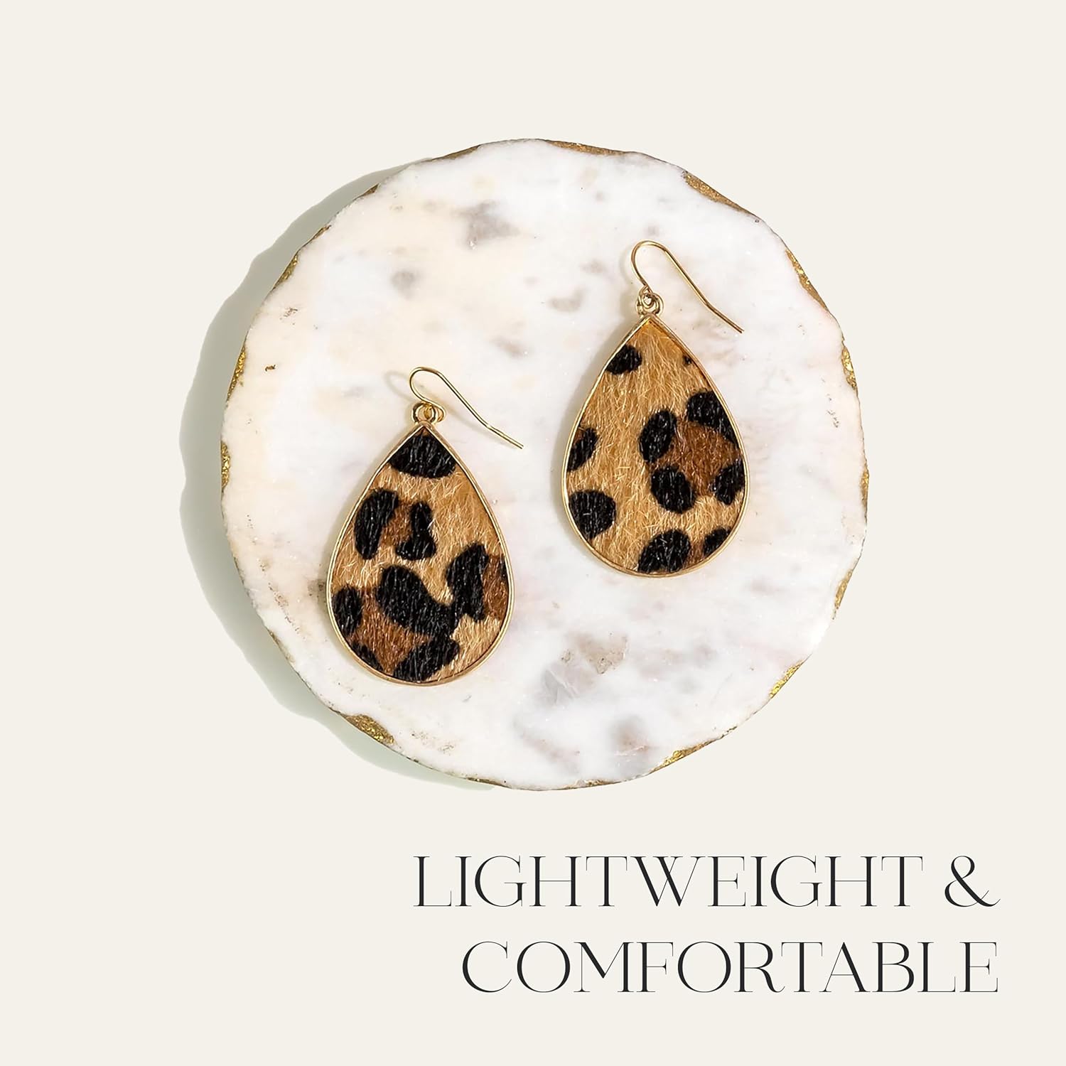 Leopard Print Dangle Earrings for Women, Lightweight Gold Teardrop Drop Earrings, Bold Animal Statement Style - Image 4