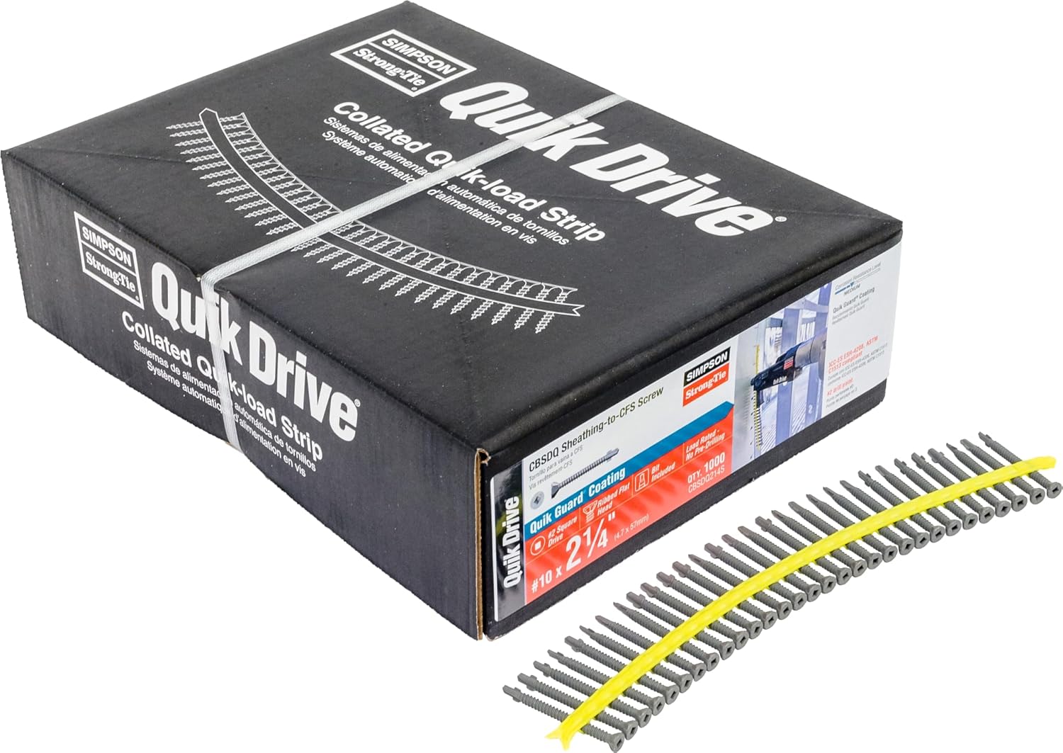 Simpson Strong-Tie CBSDQ214S CBSDQ Sheathing-to-CFS Screw (Collated) — #10 x 2-1/4 in. #2 Square Undersized (1000-Qty)