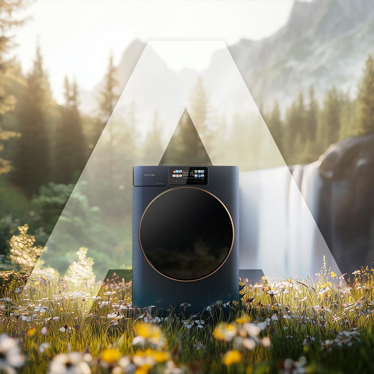 Cecotec Lavasciuga 10-6Kg Carica Frontale Bolero Wash&Dry 106950 Autodose Inverter 3D Titanium A. 1400 rpm, 13 Programmi, Motore Inverter Plus, Core Matrix Screen 9,2", Smooth Wash, Porta XXL