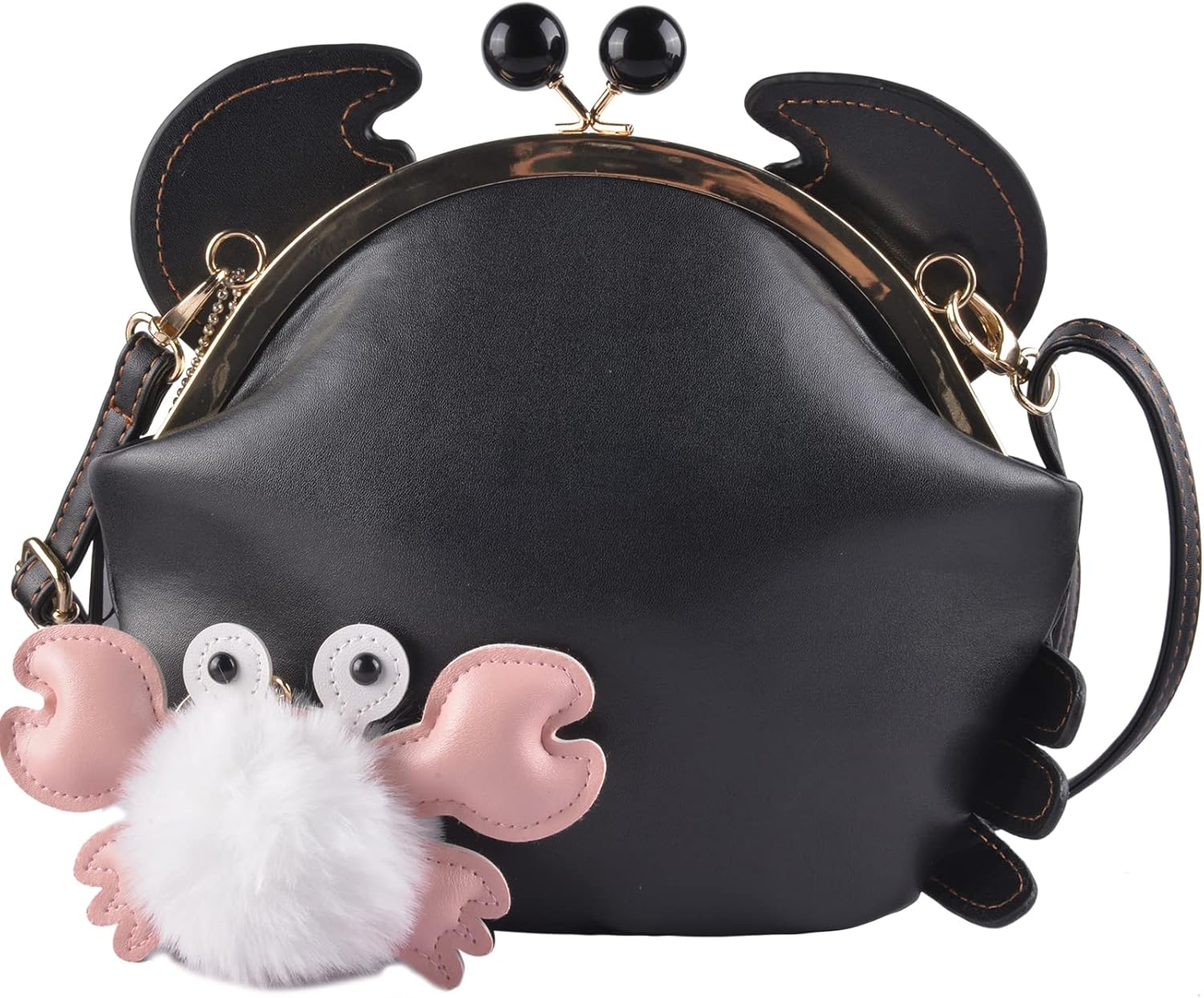 QZUnique Crab Handbag Crayfish Shells Crossbody Bag Novelty Animal Shaped Purse Detachable Shoulder Bag for Women Girl