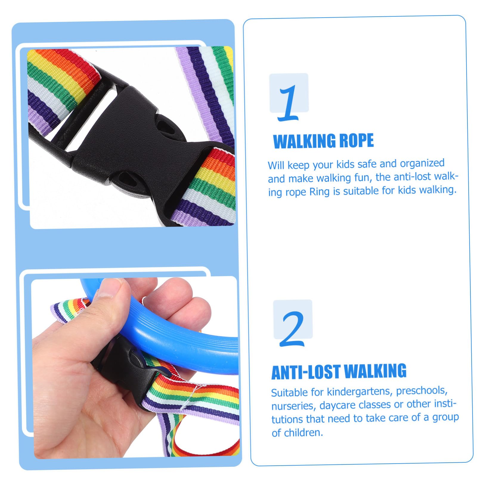 12 Piezas Cuerda de Seguridad para Asas Desmontables de Cuerda para Caminar Grupo para Guarderías y Aulas Resistente y Cómoda Paratrol de y Salidas Escolares