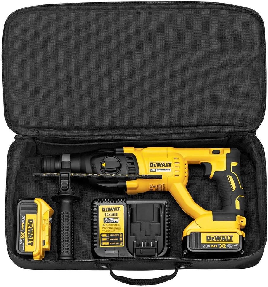 DEWALT DCH133M2 20V Max XR Brushless 1” D-Handle Rotary Hammer Kit