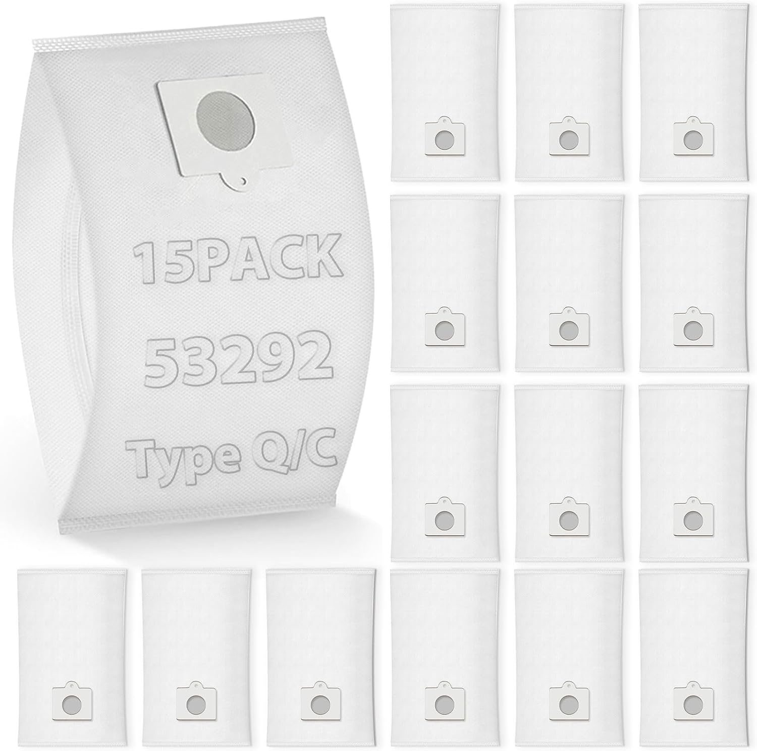 15 Pack Type Q/C 53292 HEPA Vacuum Bags Compatible with Kenmore Canister Vacuum 81214, 81414, 81615, 81714, BC3005, 200/400/600/700/800 Series, Replace 5055, 50557, 50558