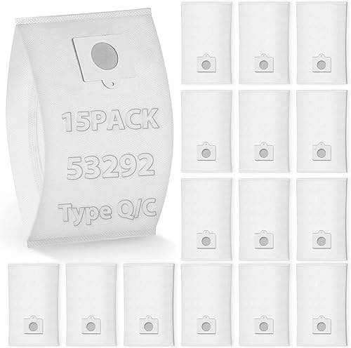 Paquete de 15 bolsas de vacío tipo QC 53292 de repuesto para aspiradoras Kenmore  Compatible con 200400600700800, 5055, 50557, 50558, filtración