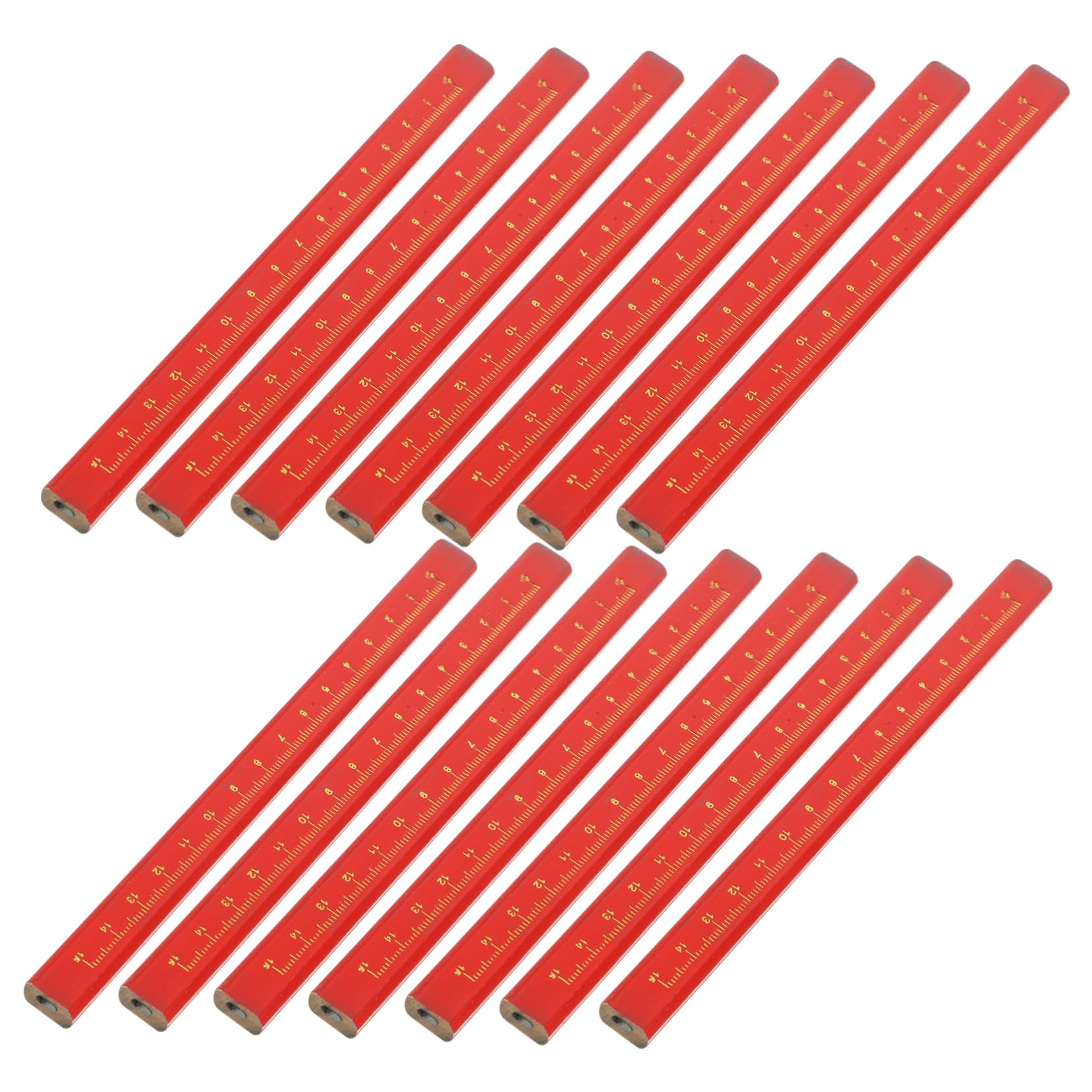 Matite da Carpentiere Rosse in Legno, 50 Pezzi, con Scala, per Marcatura Professionale in Falegnameria e Lavori di Costruzione