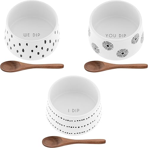 Karma Milo Dip Bowl, Set of 3, WhiteBlack