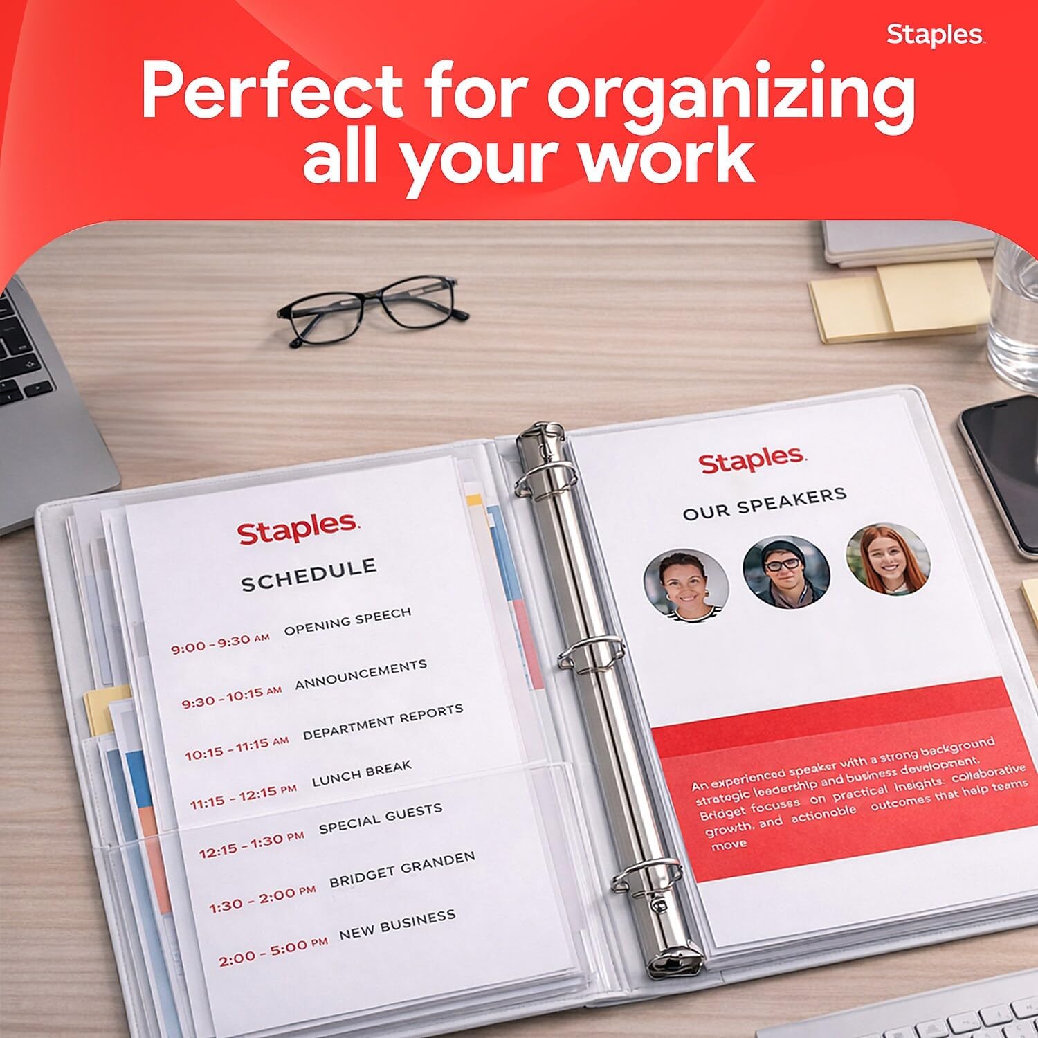 Staples Economy 1-Inch Round Ring Binder, Holds Up to 175 Sheets Each, 12-Pack, White, Lightweight Binders for School & Office