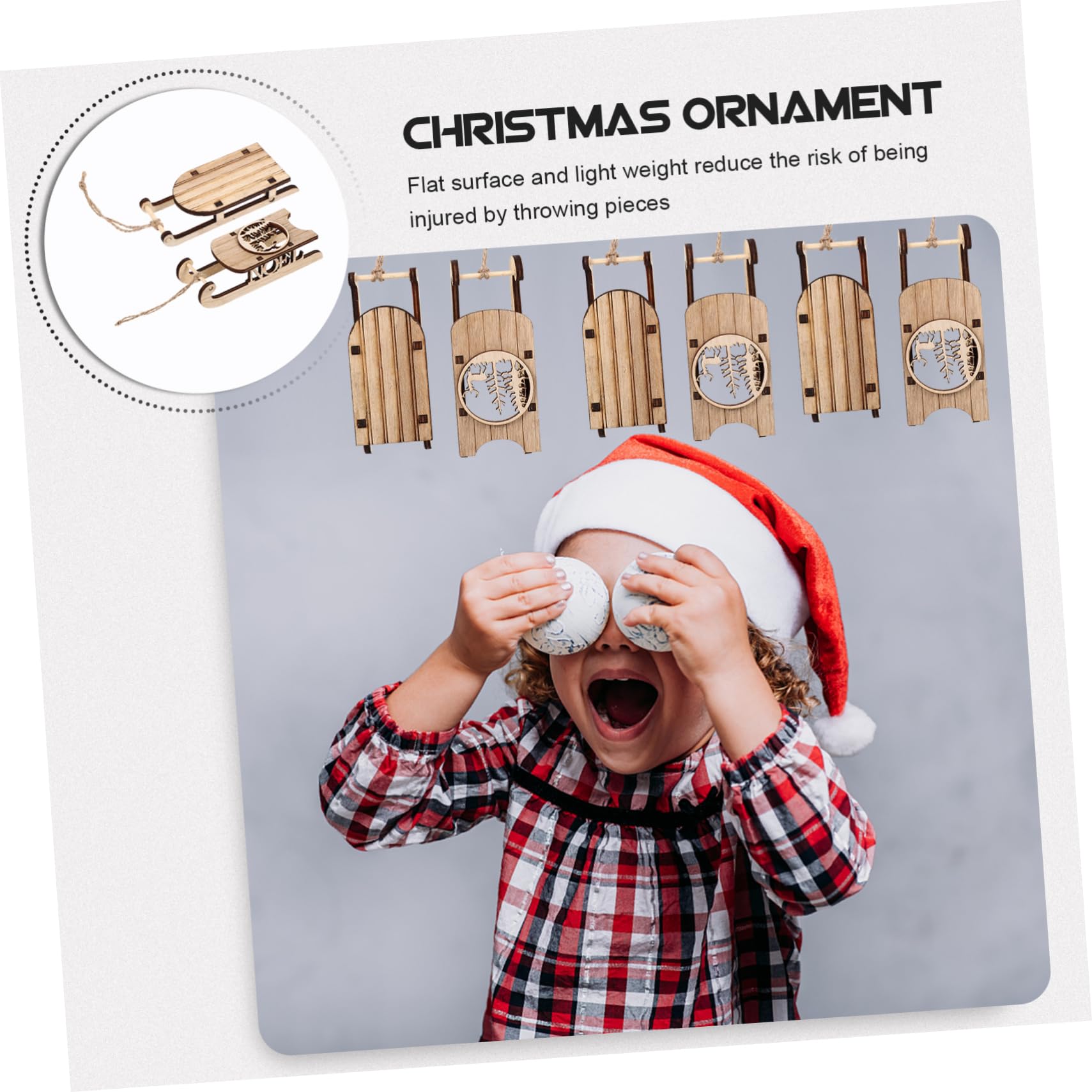 Lurrose Stk Holzschlitten Ornament Weihnachtsschlitten Wanddekoration Weihnachtsschmuck Geschenkdekorationen Weihnachtsbaum Hängende Verzierung Schlittenverzierung Weihnachtsdekoration