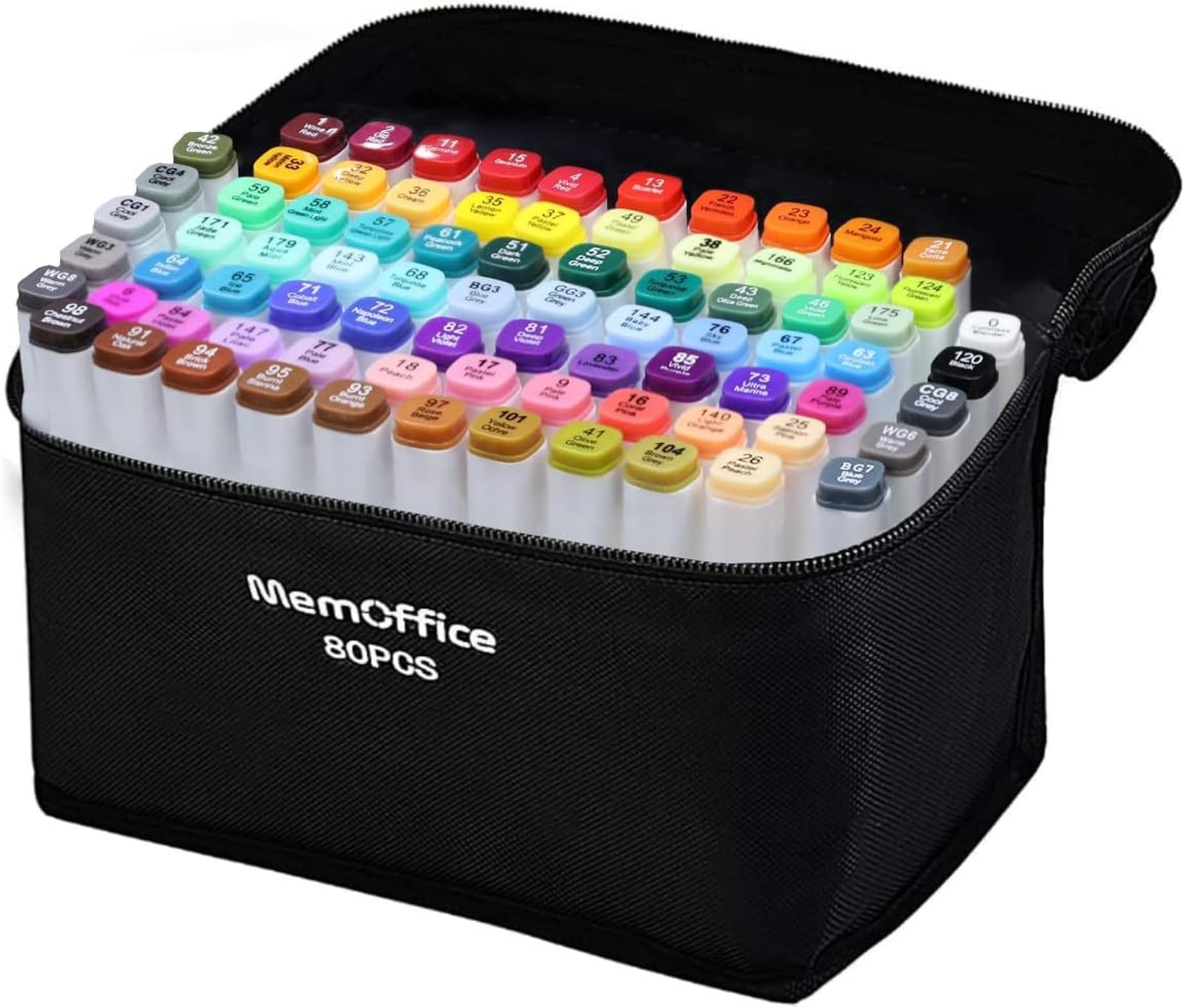 MemOffice 80 Colors Dual Tip Artist Alcohol Markers Set with Carrying Case - Perfect for Coloring, Drawing, Sketching, Card Making and Illustration - Perfect for Adults