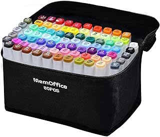 MemOffice 80 Colors Dual Tip Artist Alcohol Markers Set with Carrying Ca...