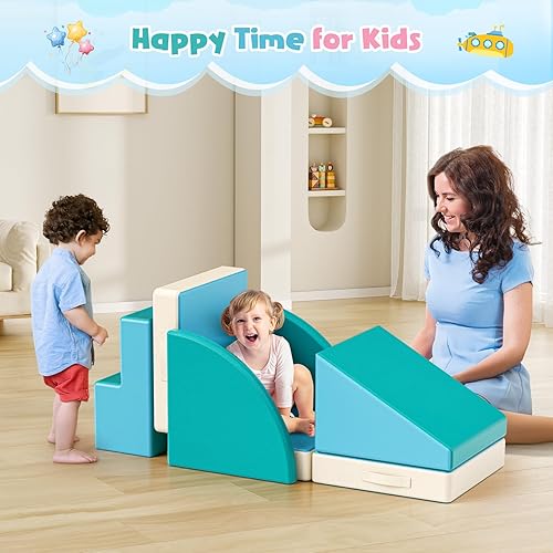 Miniatura 35 de Lischwert Bloques de escalada de espuma, juguetes de escalada suaves para niños pequeños, juego de espuma de 9 piezas para gatear y escalar con Verde