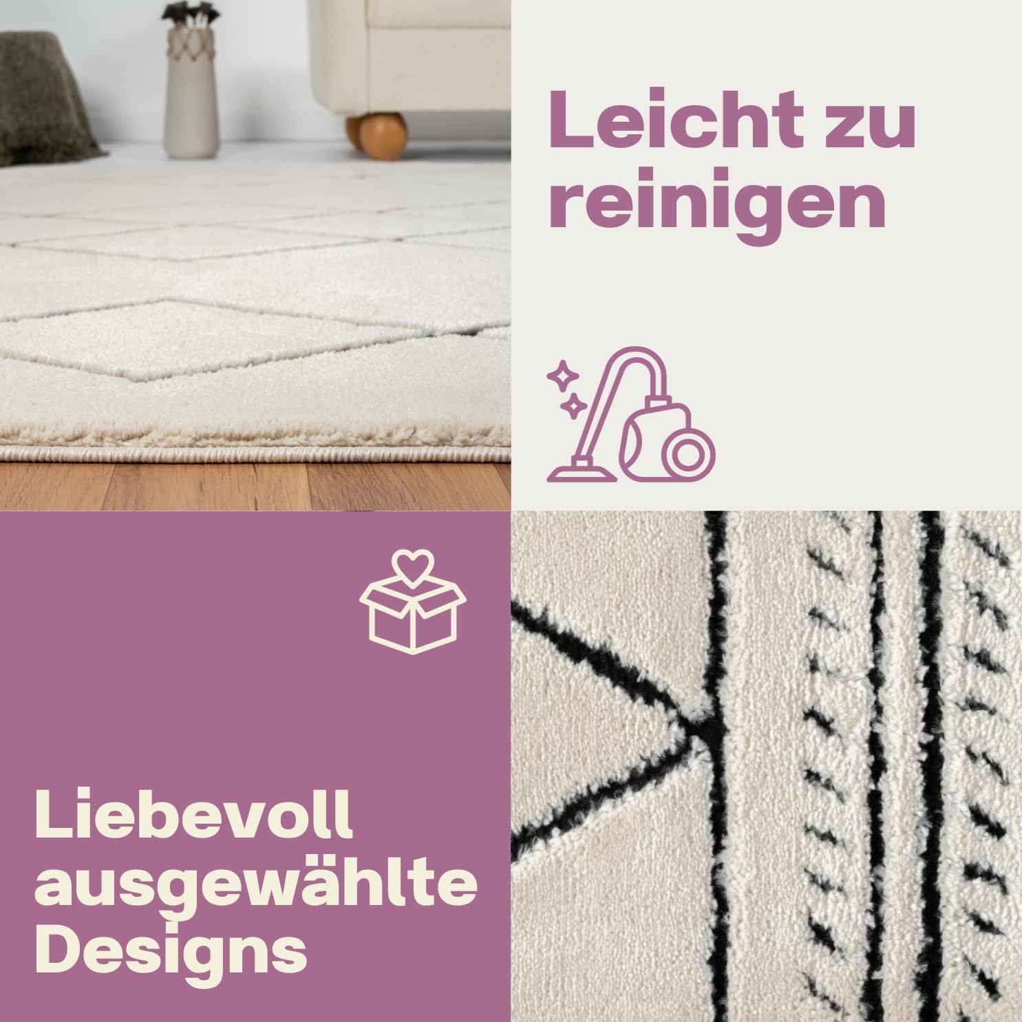 MY-RUG Ella Kinderteppich Weiß 160x230 cm - Flauschiger Boho Spielteppich | Weicher Hochflor Teppich fuer Kinderzimmer & Wohnzimmer, Skandinavisches Design, Flusenarm & Fussbodenheizung geeignet