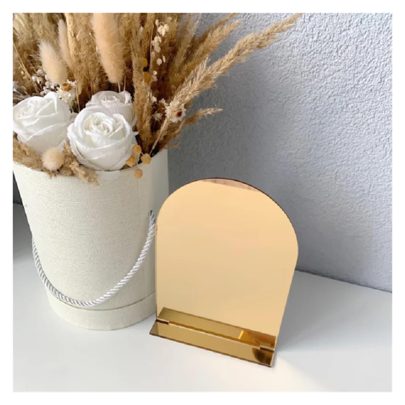 uchwyty na numery stolików, Pusty biały łuk lustrzany ze stojakiem, pusty znak ślubny, puste znaki ślubne do Cricut DIY, przezroczyste(Gold,12pcs (1 12))