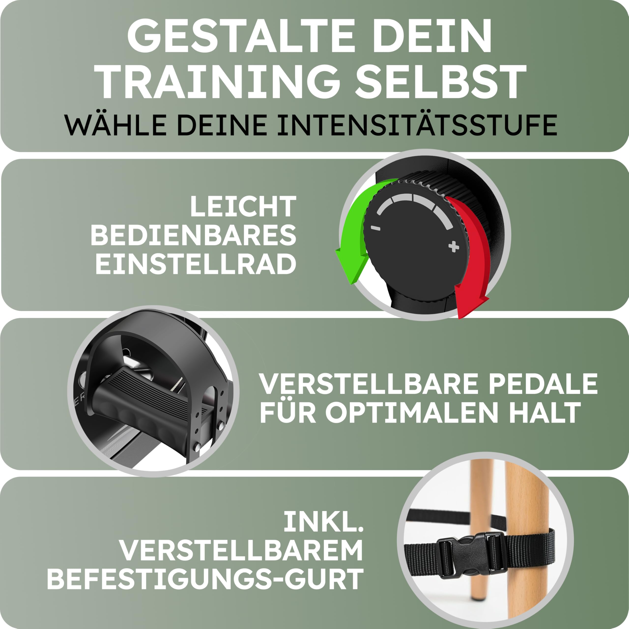 HELDENWERK Kit d'entraînement à pédales certifié TÜV/GS avec sangle de fixation et tapis antidérapant – Pédalier d'entraînement pour seniors