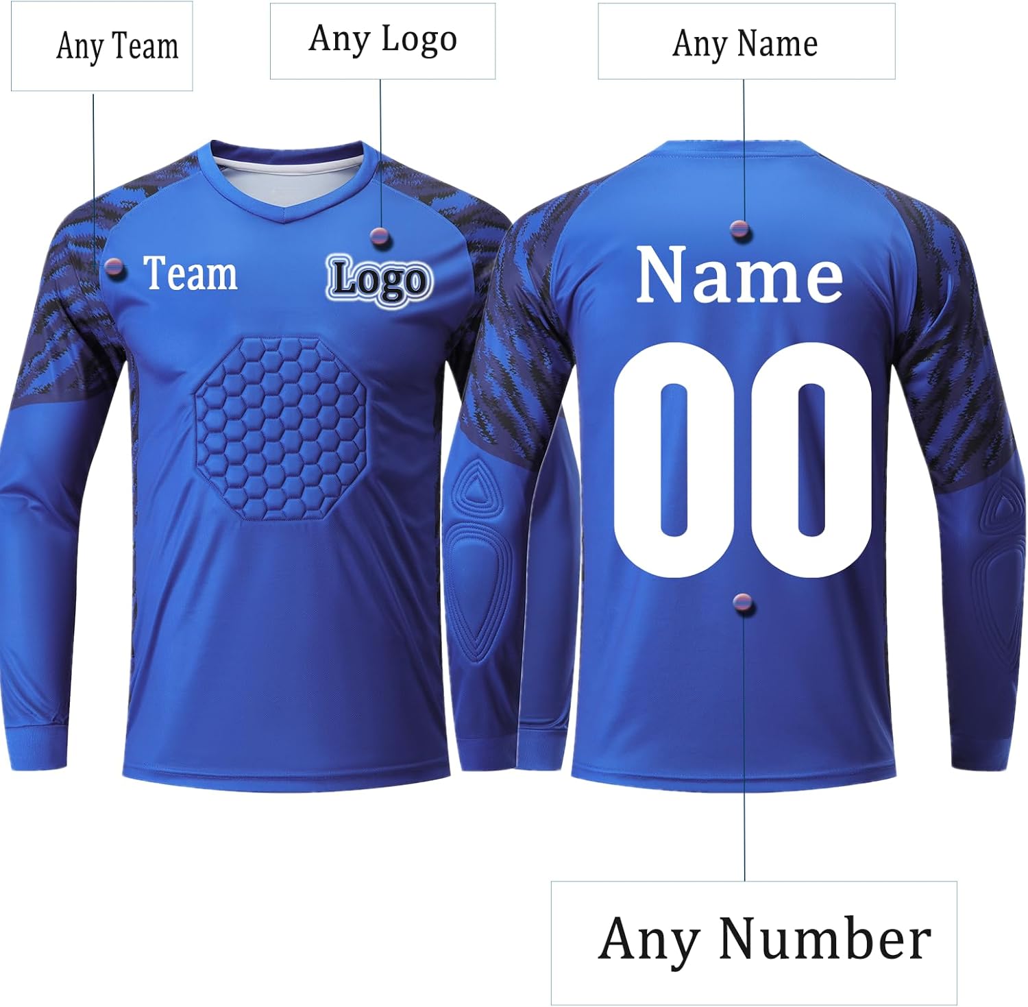 Custom Padded Goalie Jersey Soccer Goalie Shirt Personalized Goalkeeper Uniform Goalkeeper Kit for Kids Boys Youth Adults - Image 2