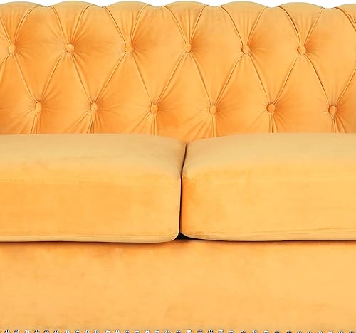 Miniatura 5 de RARZOE Juego de 3 sofás de muebles de sala de estar sofá Chesterfield y silla de club Chesterfield y sofá de dos plazas Chesterfield con brazos de