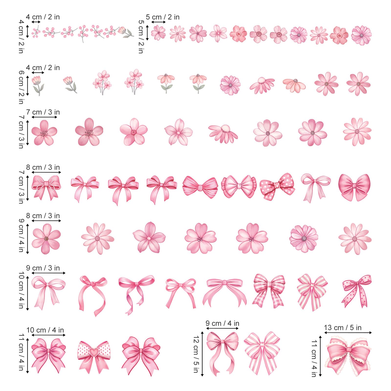 decalmile Pink Flower Bow Wall Stickers Watercolor Bow Knot Wall Decals Baby Nursery Bedroom Girls Room Wall Decor - Image 4