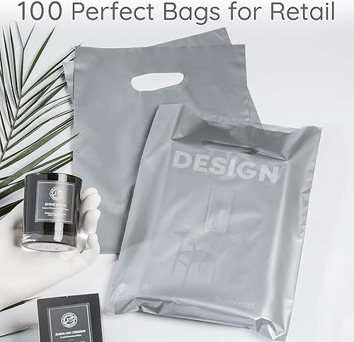 Miniatura 28 de 100 bolsas de 1.5 mil de grosor, 9 x 12 pulgadas, bolsas de agradecimiento con asas extragruesas perfectas para mercancía, pequeñas empresas y venta