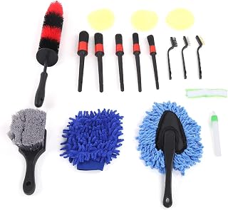17pcs Car Detailing Brush Set, Wheel Brush, Auto Detailing Kit, Interior and Exterior Air Vents Cleaning Tools