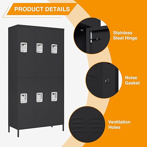 Miniatura 57 de Letaya Taquillas de metal para empleados: armario de almacenamiento de 9 puertas con estantes y gabinete de acero con cerradura para la escuela