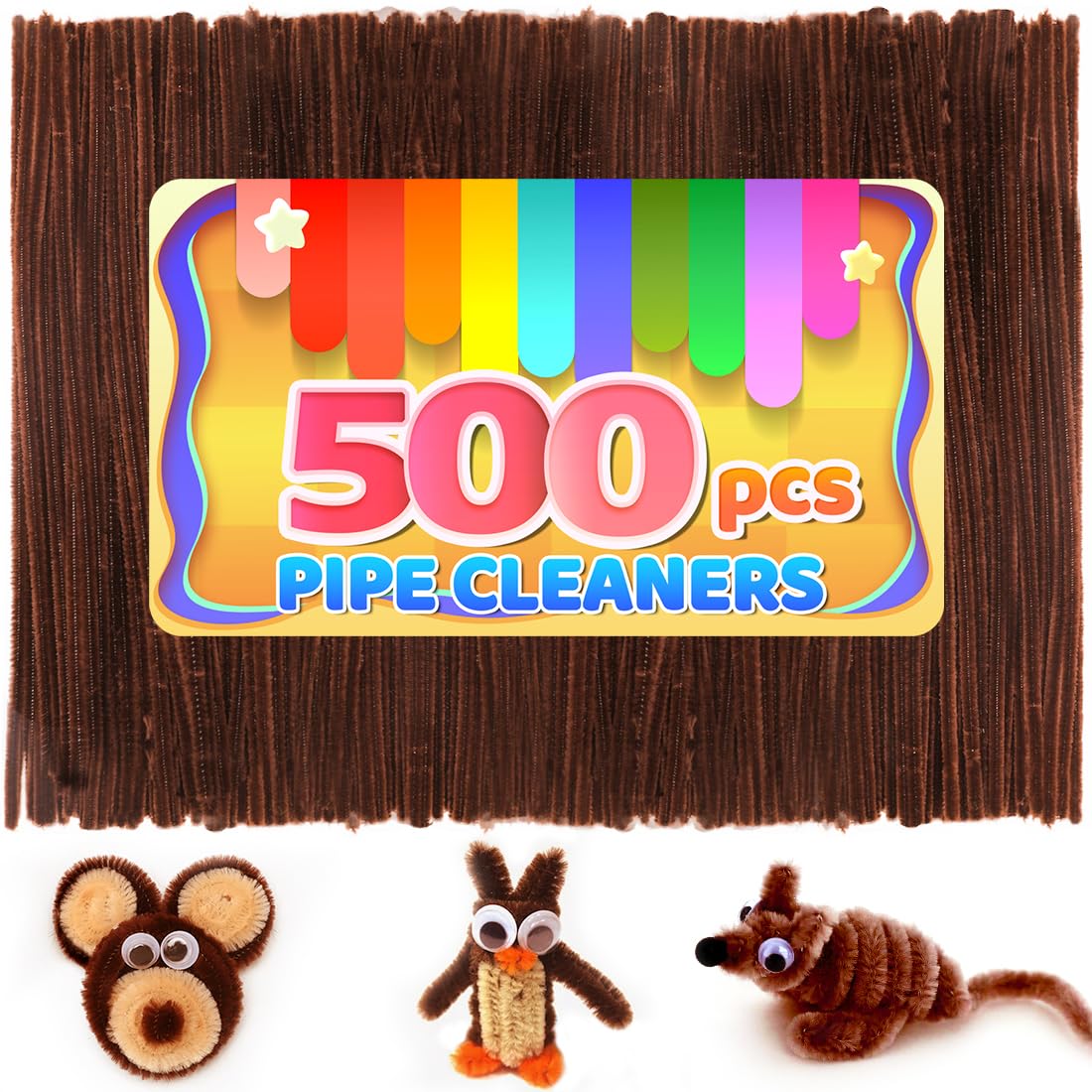 IOOLEEM 500pcs Dark Brown Pipe Cleaners Bulk for Crafts