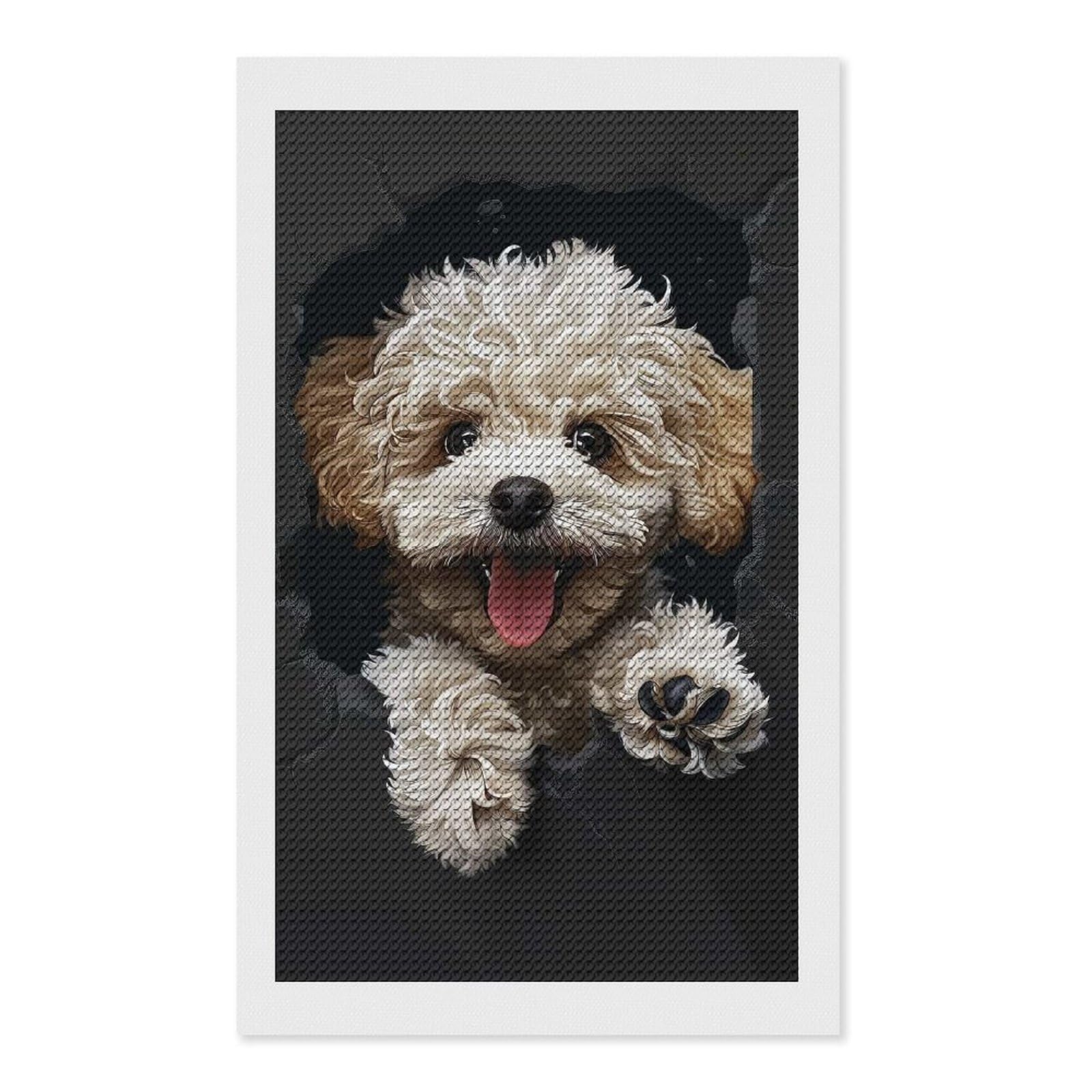 Junmoney Poodle(2) Diamond Painting Canvas Set 12"x20", for Women, Pleasing Wall Art Project, Aesthetic Room Decor, Gift Idea