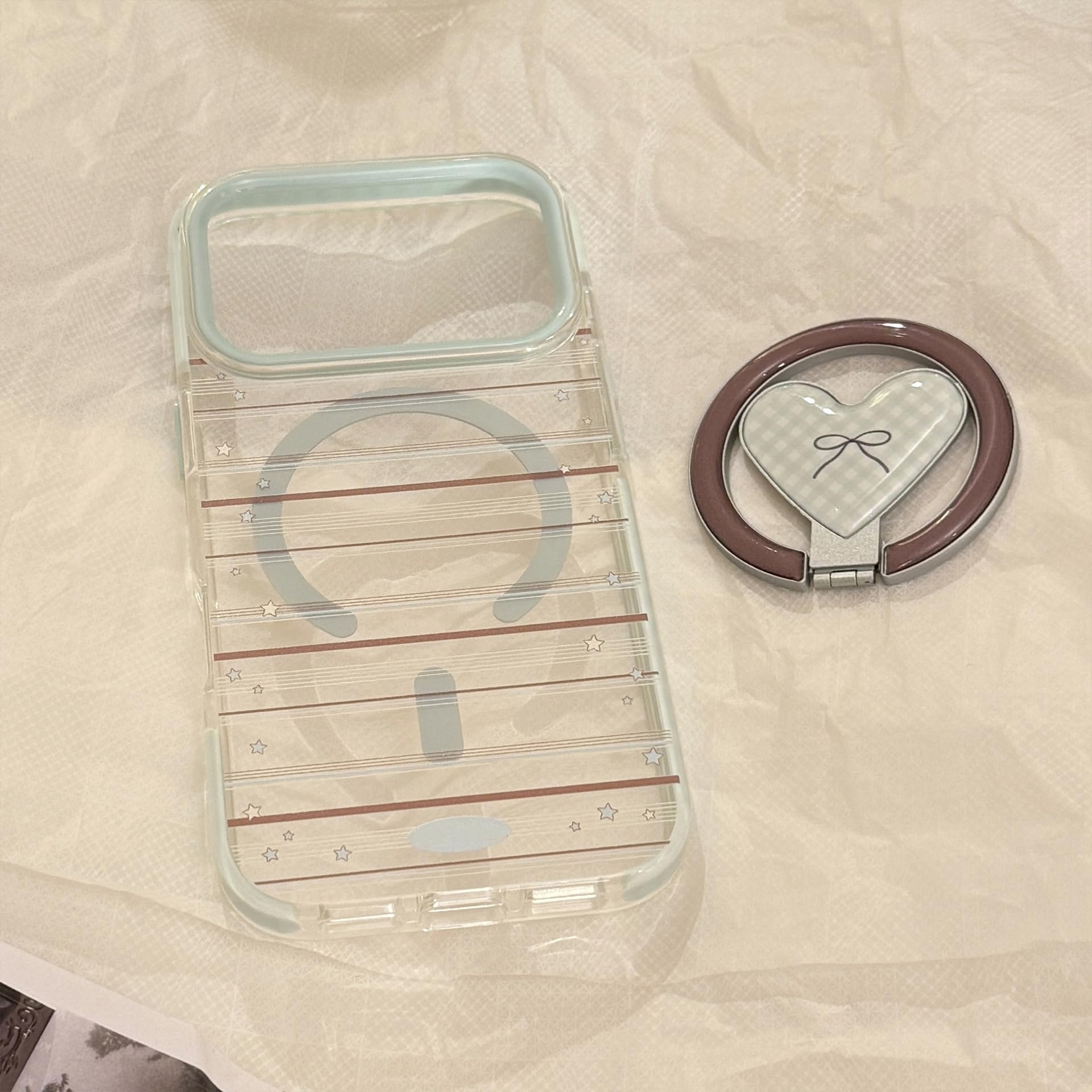 Custodia per iPhone 11 da 17 pollici con motivo a righe, stelle, cuore, fiocco, supporto magnetico e cover morbida antiurto (per iPhone 11 da 17 pollici/con supporto)