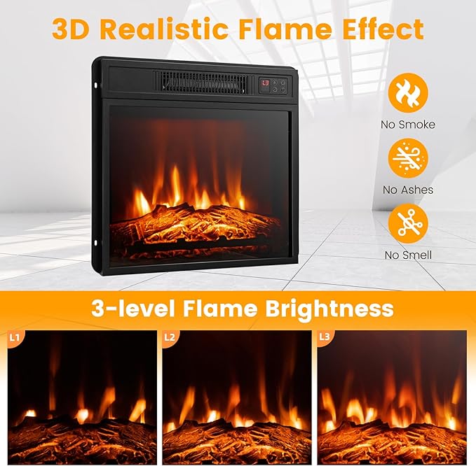 Chimenea Eléctrica SIMOE 32" con Repisa, 1400W, Control Remoto, Blanca miniatura 6