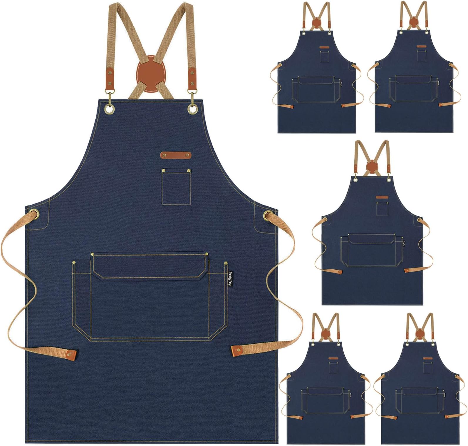GenixartChef Apron for Men Women with Gift Box Pack - Cross Back Kitchen Apron for Cooking, Baking, BBQ, Art Painting - Cotton Canvas Work Aprons for Gardening, Restaurant, Cafe, Bar, Shop