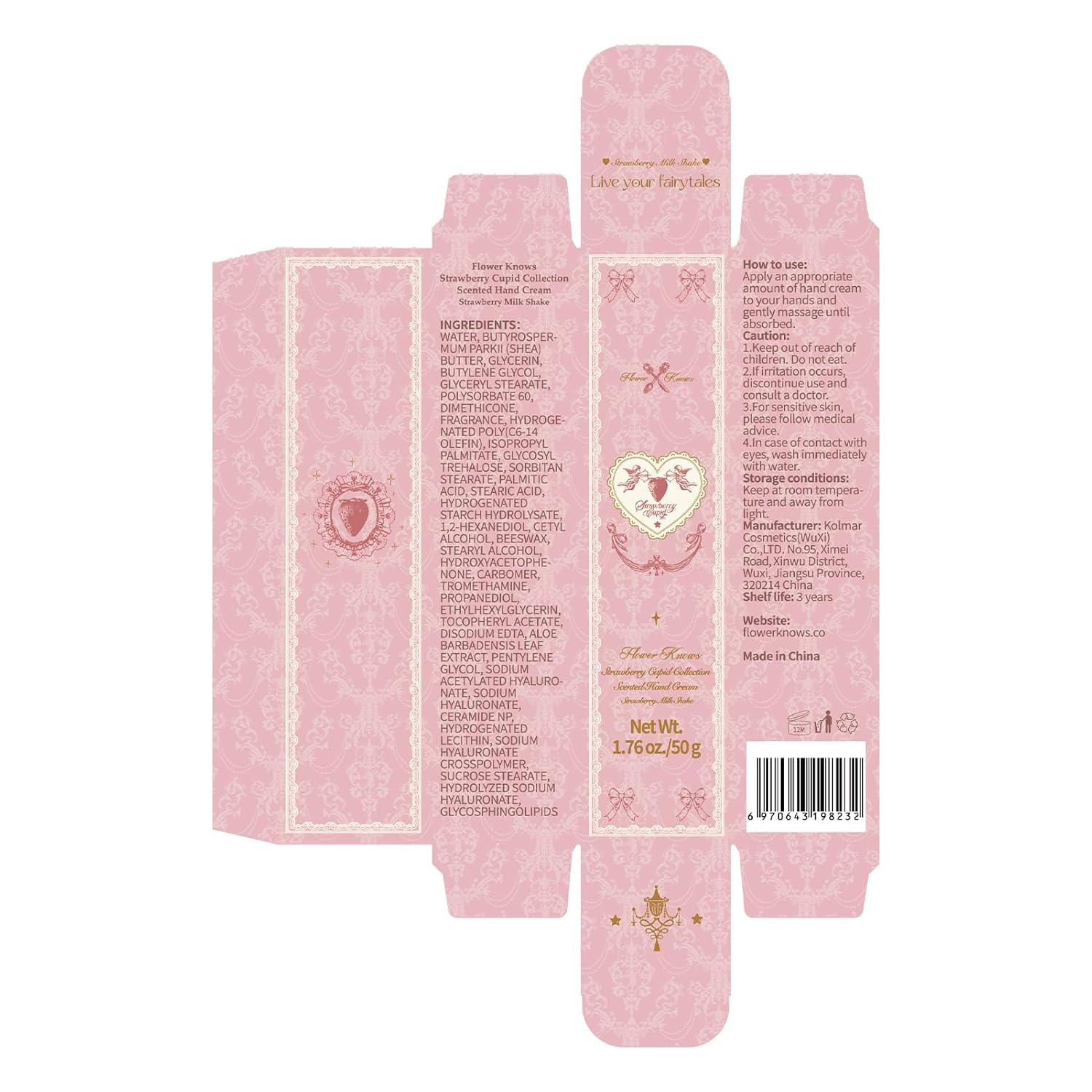 Flower Knows Strawberry Cupid Collection Scented Hand Cream,Moisturizes Nourishes & Long-Lasting Butter Hand Lotion With Sweet Fragrance,Natural Ingredients,Travel Size,1.76 Oz(Strawberry Milk Shake) - Image 7