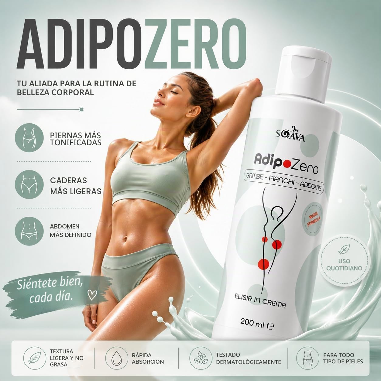 AdipoZero Crema Reductora Anticelulítica 800ml AlohaLabs | Efecto Tonificante y Reafirmante, Fórmula Drenante, Para Piernas, Glúteos y Abdomen, Textura Ligera