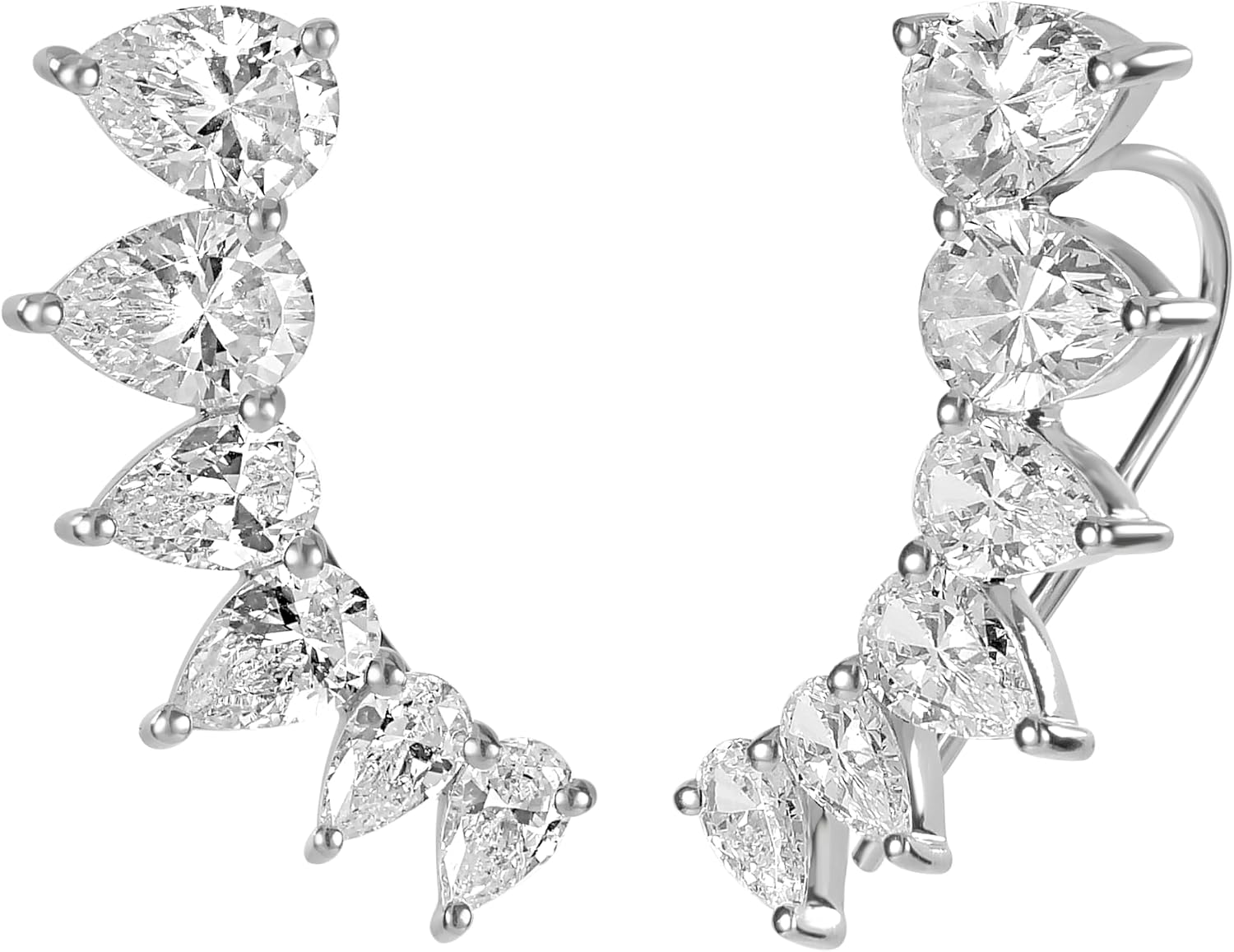 Judy Crowell Jewelry Sterling Silver Graduated Cubic Zirconia Crawler Earrings
