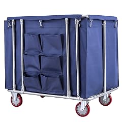 Commercial Heavy Duty Large Laundry Hamper Sorter Cart With 6 Cloth Bag 5 Inch Wheels Stainless Steel Oxford