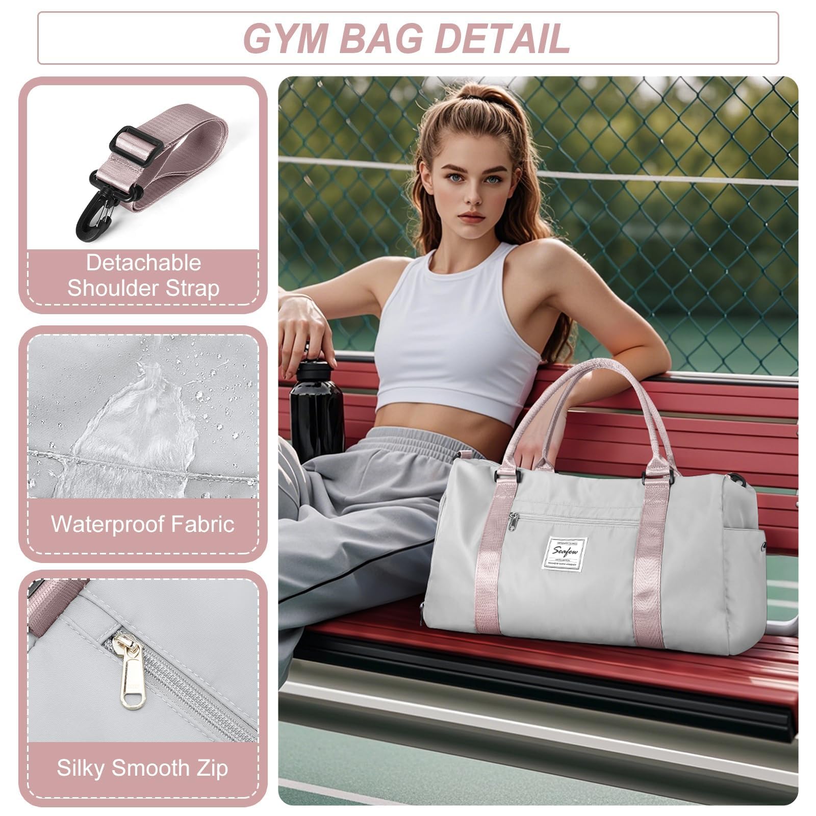 Bolsa Gimnasio Deportiva Mujer Hombre Grande con Compartimento Zapatos Bolsillo Húmedo Sports Gym Bag