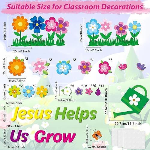 Vista 30 de Juego de decoración de invierno "Snow in Love with Jesus" (La nieve está enamorada de Jesús), con fondo, recortes y bordes de nieve para aula