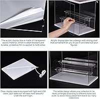 Vista 2 de MECCANIXITY Vitrina de acrílico transparente con luz LED, 1 nivel, a prueba de polvo, escaparate para ensamblar cubos, cajas de exhibición