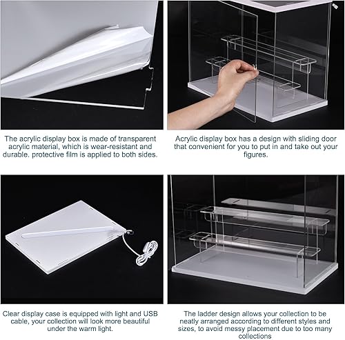 Miniatura 2 de MECCANIXITY Vitrina de acrílico transparente con luz LED de 4 niveles, a prueba de polvo, escaparate para ensamblar cubos, cajas de exhibición para