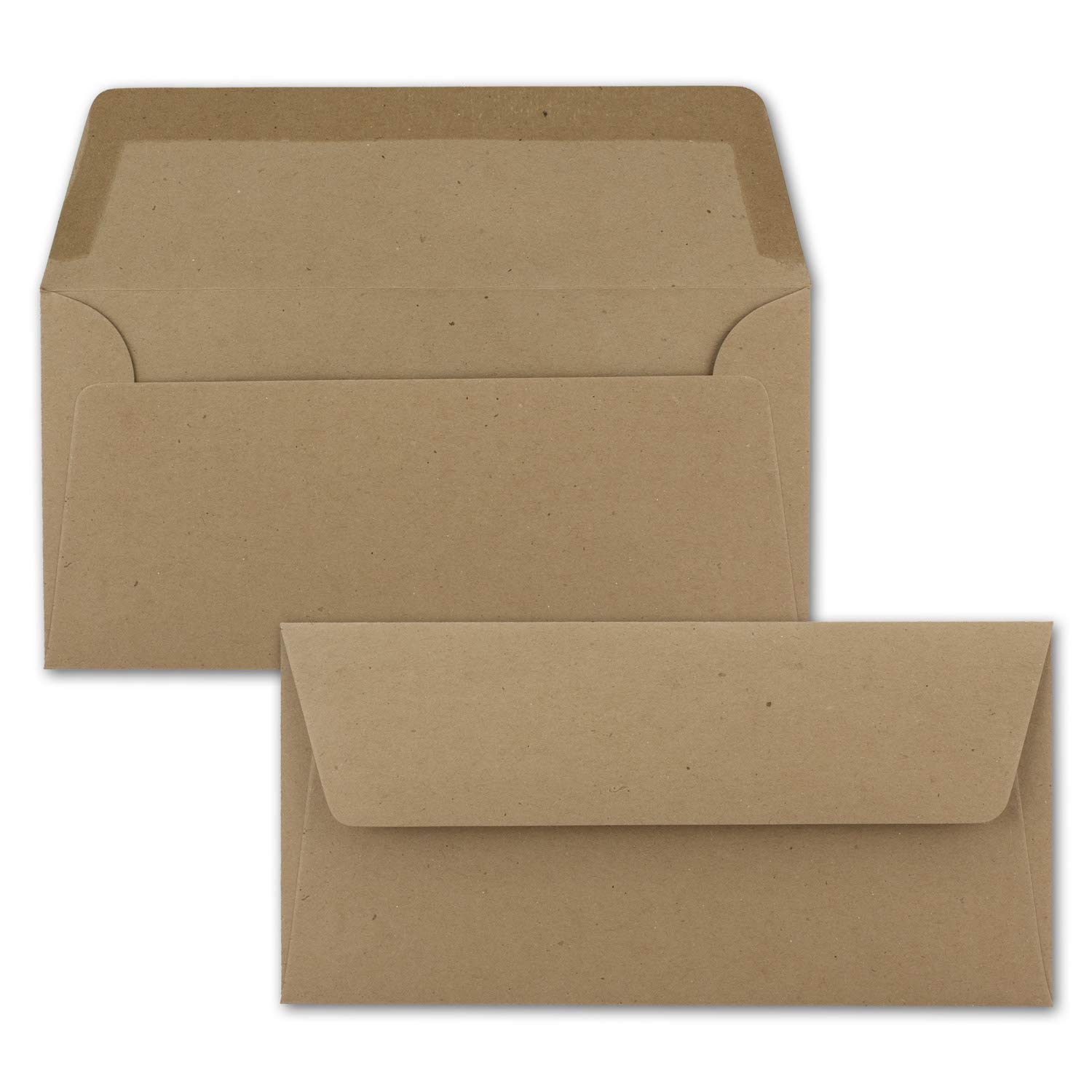 Neuser Ecological Kraft Paper Card and Envelope Set Sand Brown - 30 100 Umschläge 01 DIN Lang-Umschläge-Nassklebung